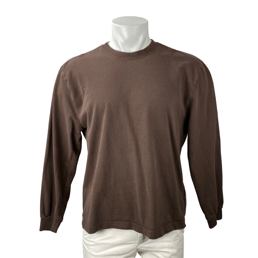 Madewell Men's Brown Crew Neck Long Sleeve Golf Basic T Shirt Tee Top Size L